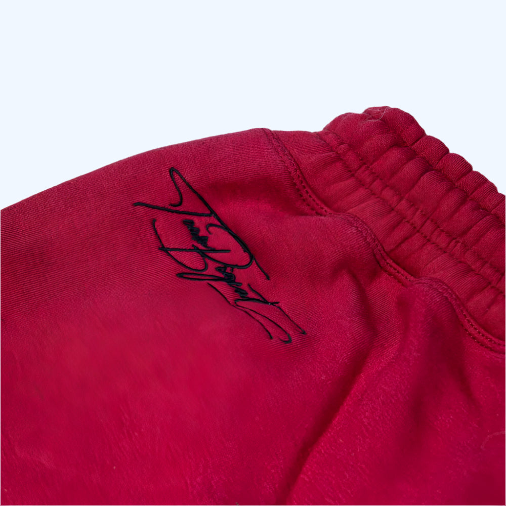 Fleece Oversized Retro Shorts - Blood Red / Black