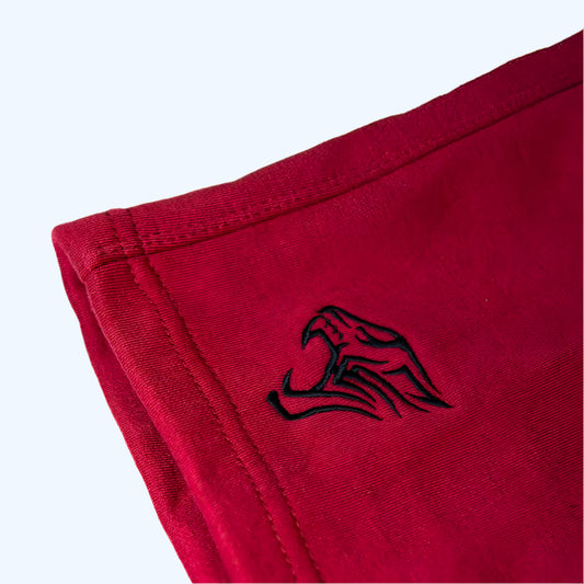 Fleece Oversized Retro Shorts - Blood Red / Black