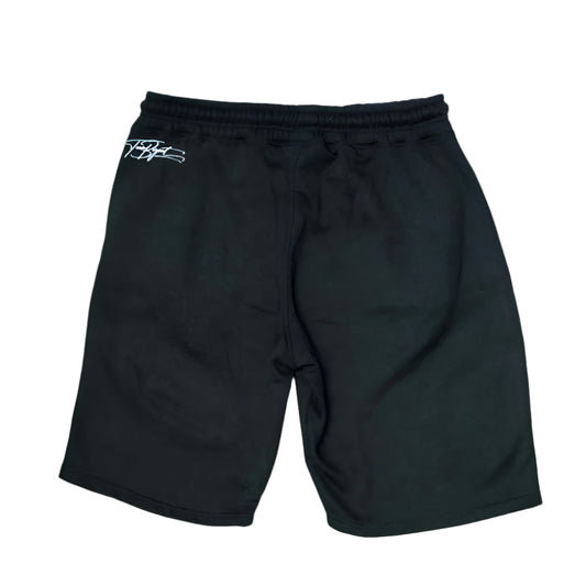 Fleece Oversized Retro Shorts - Black / White