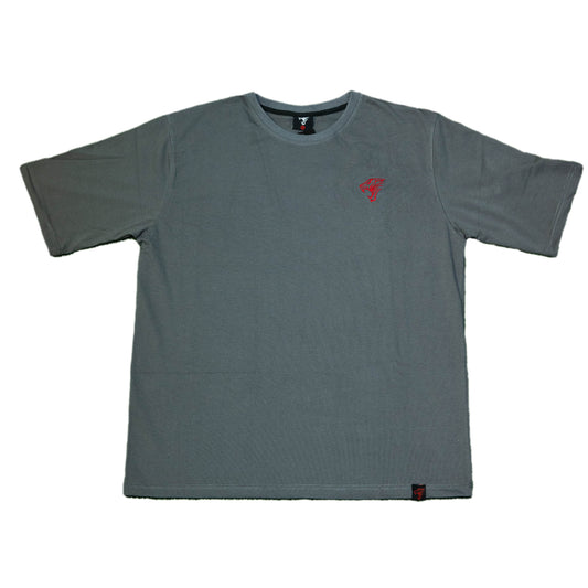 BigCat Apparel Embroidered Tee - Grey / Red