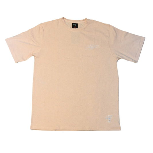 BigCat Apparel Embroidered Tee - Pearl / White